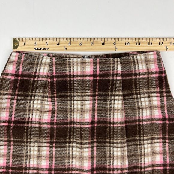 Forever 21 Women's Brown Pink Plaid Fully Lined Flannel Mini Skirt Size Small - Picture 10 of 13